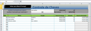 Planilha grátis para Controle de chaves.